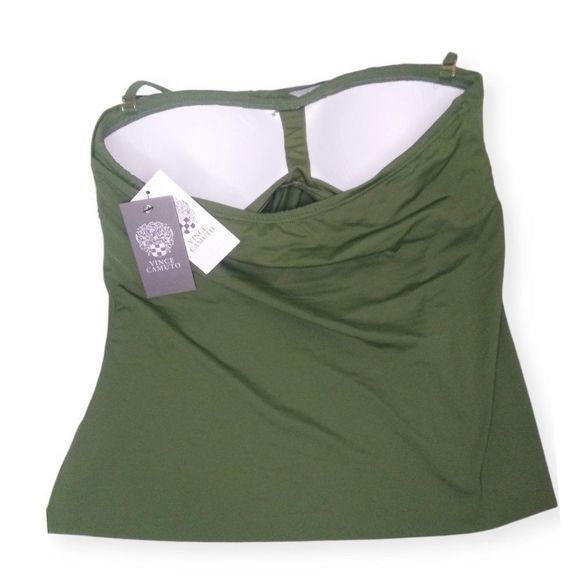 Vince Camuto Draped Bandini Swimsuit Top M Green - Picture 2 of 5
